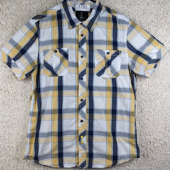 i‎ Jeans by Buffalo* Men's Short Sleeve Button Down Curved Hem Shirt~ Size Large - Picture 12 of 12
